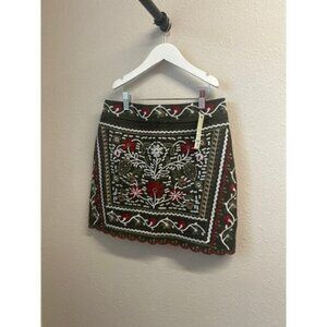 NWT Francesca’s Mi Ami Olive Green Floral Embroidered skirt size Small MSRP $54